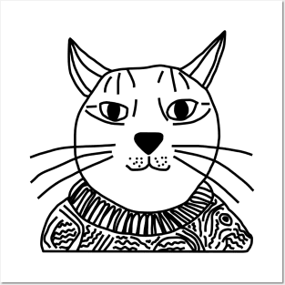 Minimal Portrait of Sweater Cat Posters and Art